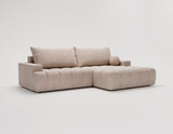 Designer Ecksofa Nemo in Stoff mit Schlaffunktion & Stauraum – Sand – Rechts