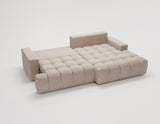 Designer Ecksofa Nemo in Stoff mit Schlaffunktion & Stauraum – Sand – Rechts