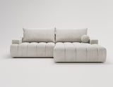 Designer Ecksofa Nemo in Stoff mit Schlaffunktion & Stauraum – Hellgrau – Rechts