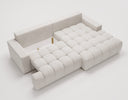 Designer Ecksofa Nemo in Stoff mit Schlaffunktion & Stauraum – Hellgrau – Rechts