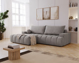Designer Ecksofa Nemo in Stoff mit Schlaffunktion & Stauraum – Grau – Links