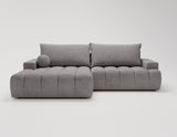 Designer Ecksofa Nemo in Stoff mit Schlaffunktion & Stauraum – Grau – Links