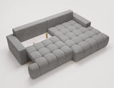 Designer Ecksofa Nemo in Stoff mit Schlaffunktion & Stauraum – Grau – Rechts
