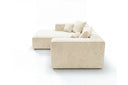 Designer Ecksofa Reno in Samt – Beige – Links