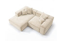 Designer Ecksofa Reno in Samt – Beige – Links