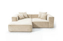 Designer Ecksofa Reno in Samt – Beige – Links