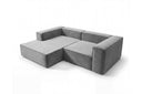 Designer Ecksofa Reno in Samt – Grau – Links