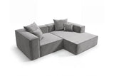 Designer Ecksofa Reno in Samt – Grau – Rechts
