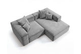 Designer Ecksofa Reno in Samt – Grau – Rechts
