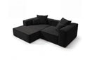 Designer Ecksofa Reno in Samt – Schwarz – Links