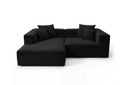 Designer Ecksofa Reno in Samt – Schwarz – Links