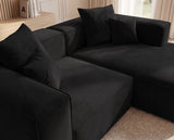 Designer Ecksofa Reno in Samt – Schwarz – Rechts