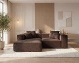 Designer Ecksofa Reno in Samt – Braun – Links