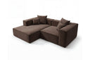 Designer Ecksofa Reno in Samt – Braun – Links