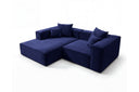 Designer Ecksofa Reno in Samt – Blau – Links