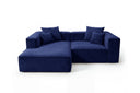 Designer Ecksofa Reno in Samt – Blau – Links