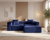 Designer Ecksofa Reno in Samt – Blau – Rechts