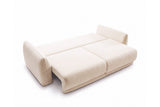 Designer 3 Sitzer Sofa Nora in Samt mit Schlaffunktion & Stauraum – Beige