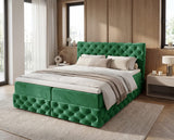 Boxspringbett Castella Samt mit Stauraum – Grün
