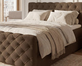 Boxspringbett Adora Samt mit Stauraum – Braun