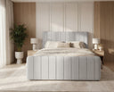 Boxspringbett Elin Samt mit Stauraum – Hellgrau