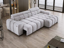 Designer Ecksofa Amalfi in Samt mit elektrischer Sitzerweiterung