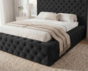 Designer Polsterbett Siena in Samt – Schwarz