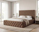 Designer Polsterbett Siena in Samt – Braun
