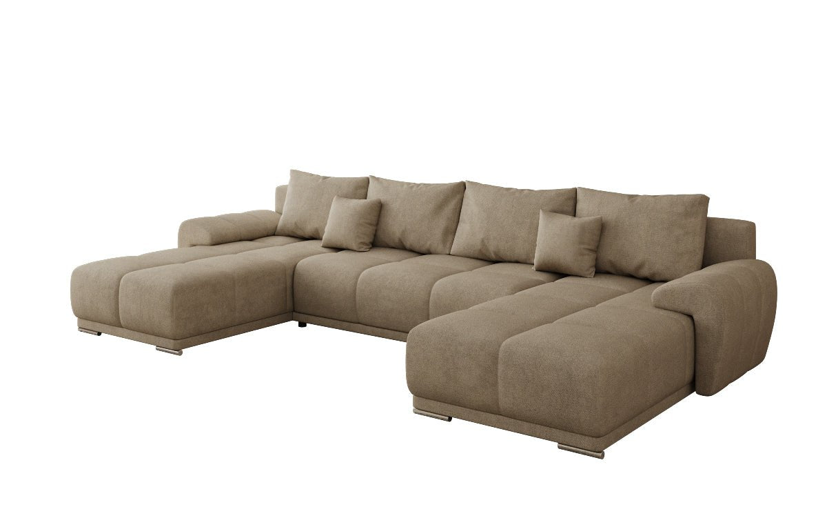 Designer sofa Leni U with sleeping and folding function in fabric