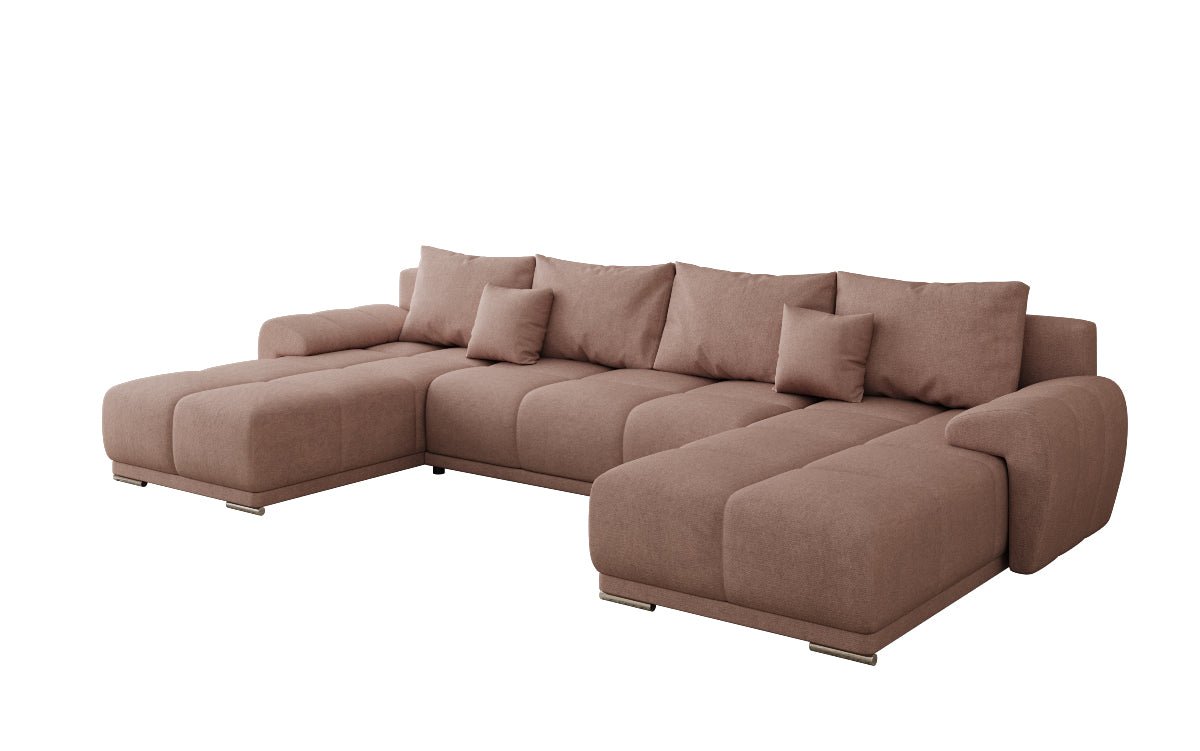 Designer sofa Leni U with sleeping and folding function in fabric