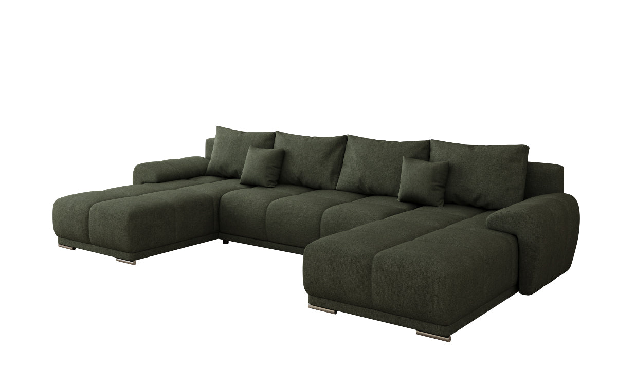 Designer sofa Leni U with sleeping and folding function in fabric