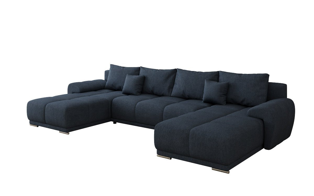 Designer sofa Leni U with sleeping and folding function in fabric