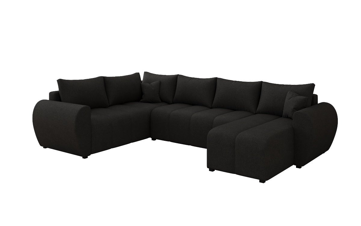 Designer sofa Sorella U with sleeping and folding function in fabric