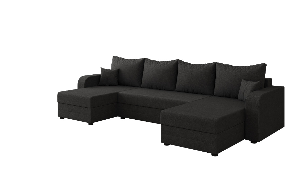 Designer sofa Valenza U with sleeping and folding function in fabric
