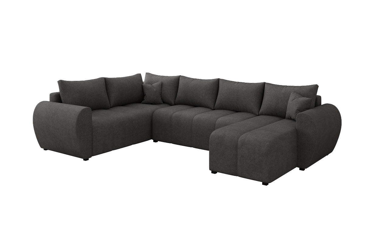 Designer sofa Sorella U with sleeping and folding function in fabric