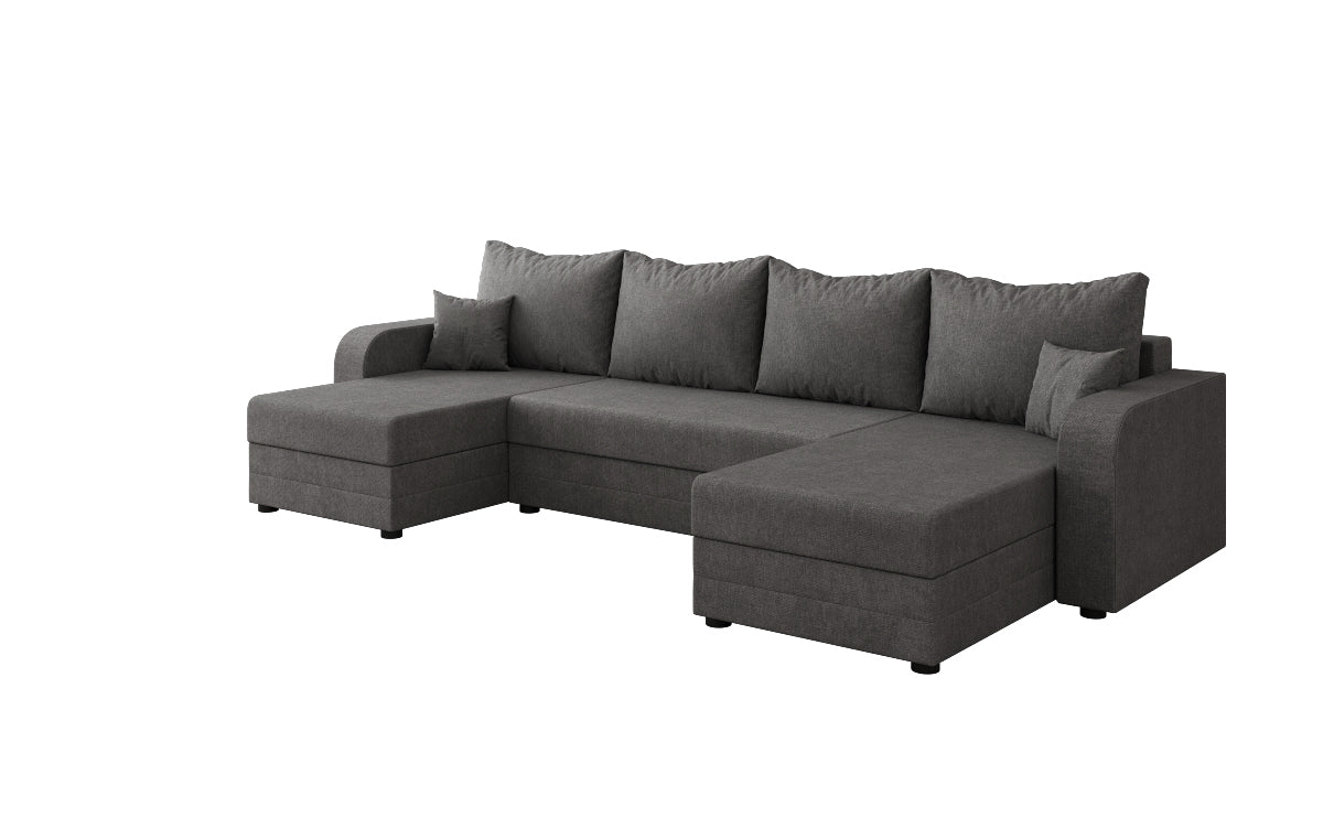 Designer sofa Valenza U with sleeping and folding function in fabric