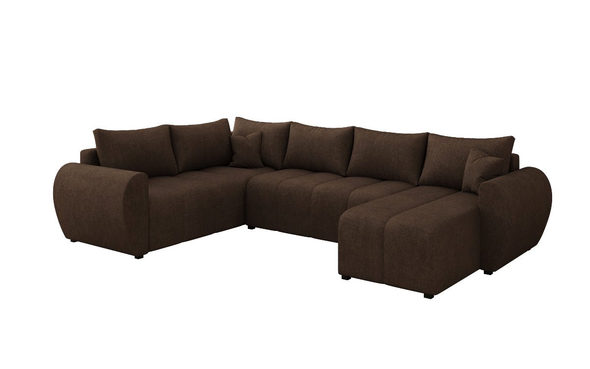 Designer sofa Sorella U with sleeping and folding function in fabric
