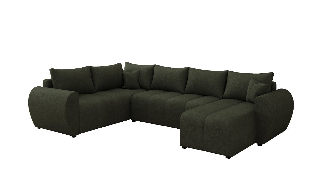 Designer sofa Sorella U with sleeping and folding function in fabric