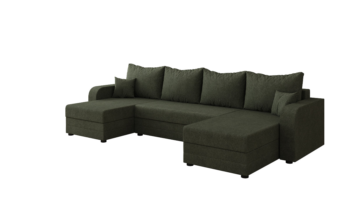 Designer sofa Valenza U with sleeping and folding function in fabric