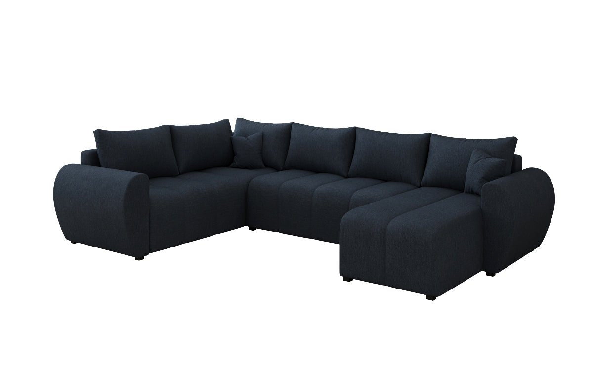 Designer sofa Sorella U with sleeping and folding function in fabric