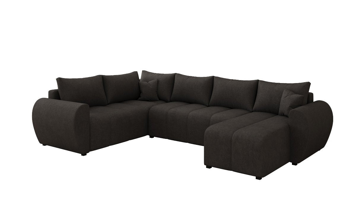 Designer sofa Sorella U with sleeping and folding function in fabric