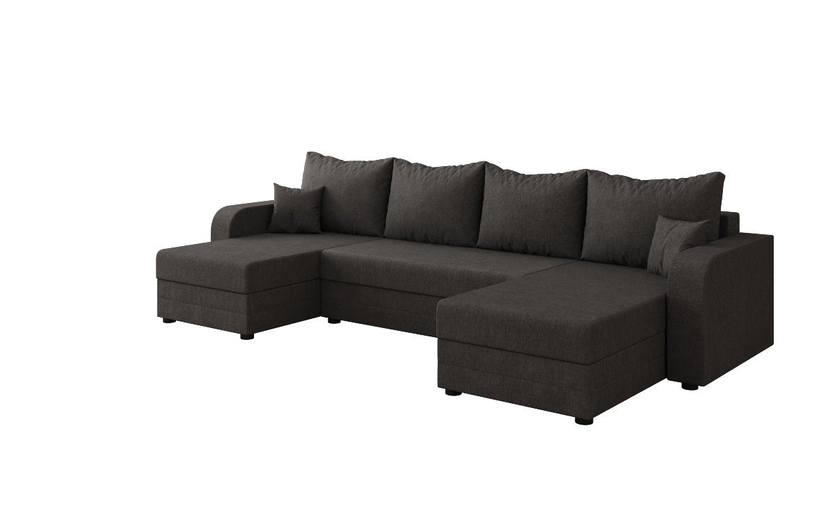 Designer sofa Valenza U with sleeping and folding function in fabric