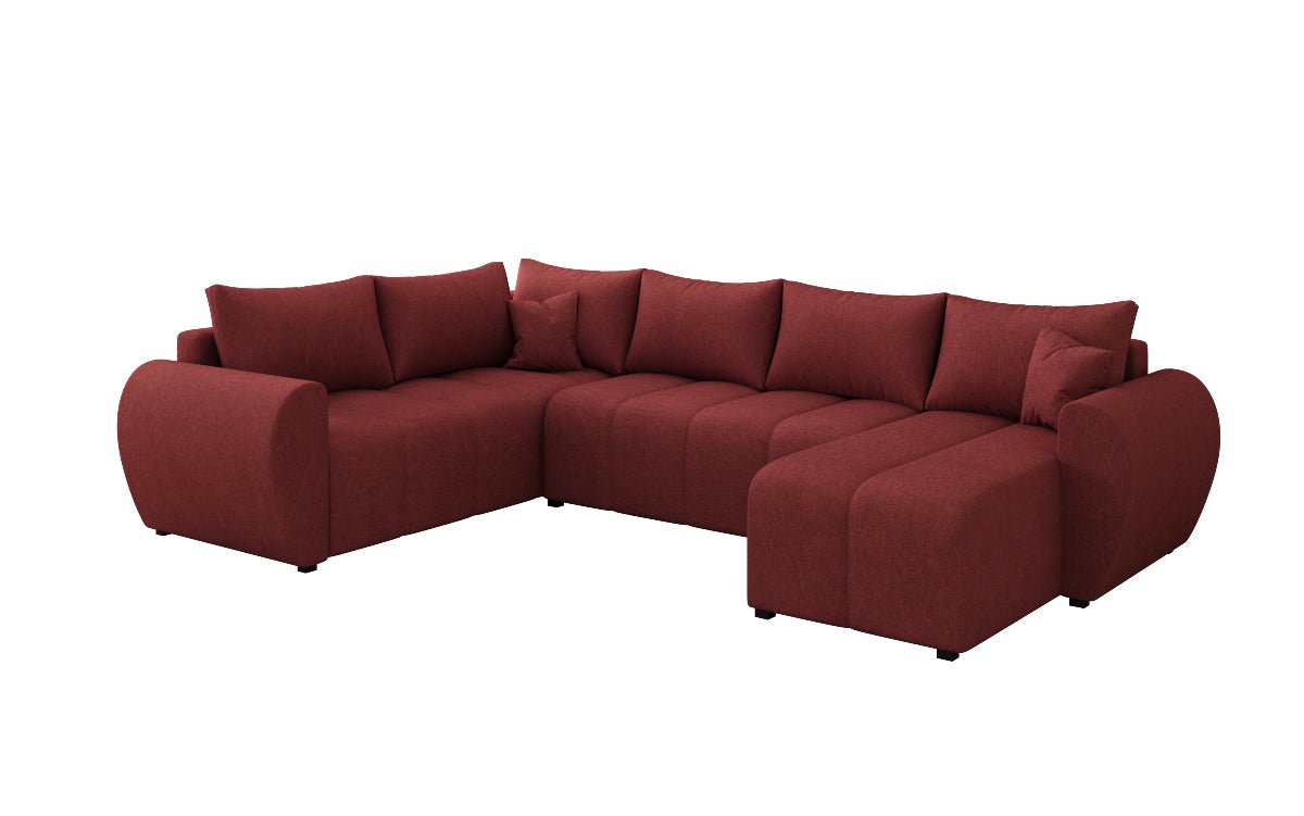 Designer sofa Sorella U with sleeping and folding function in fabric