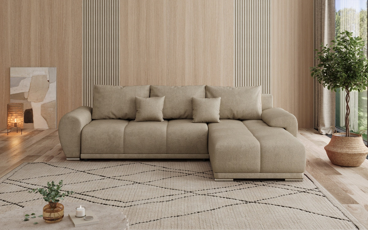 Designer sofa Leni L with sleeping and folding function in fabric