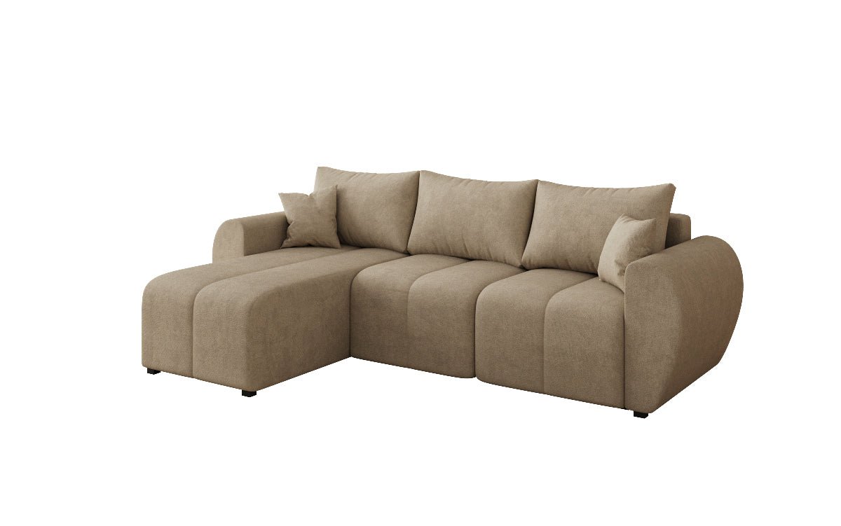Designer sofa Sorella L with sleeping and folding function in fabric