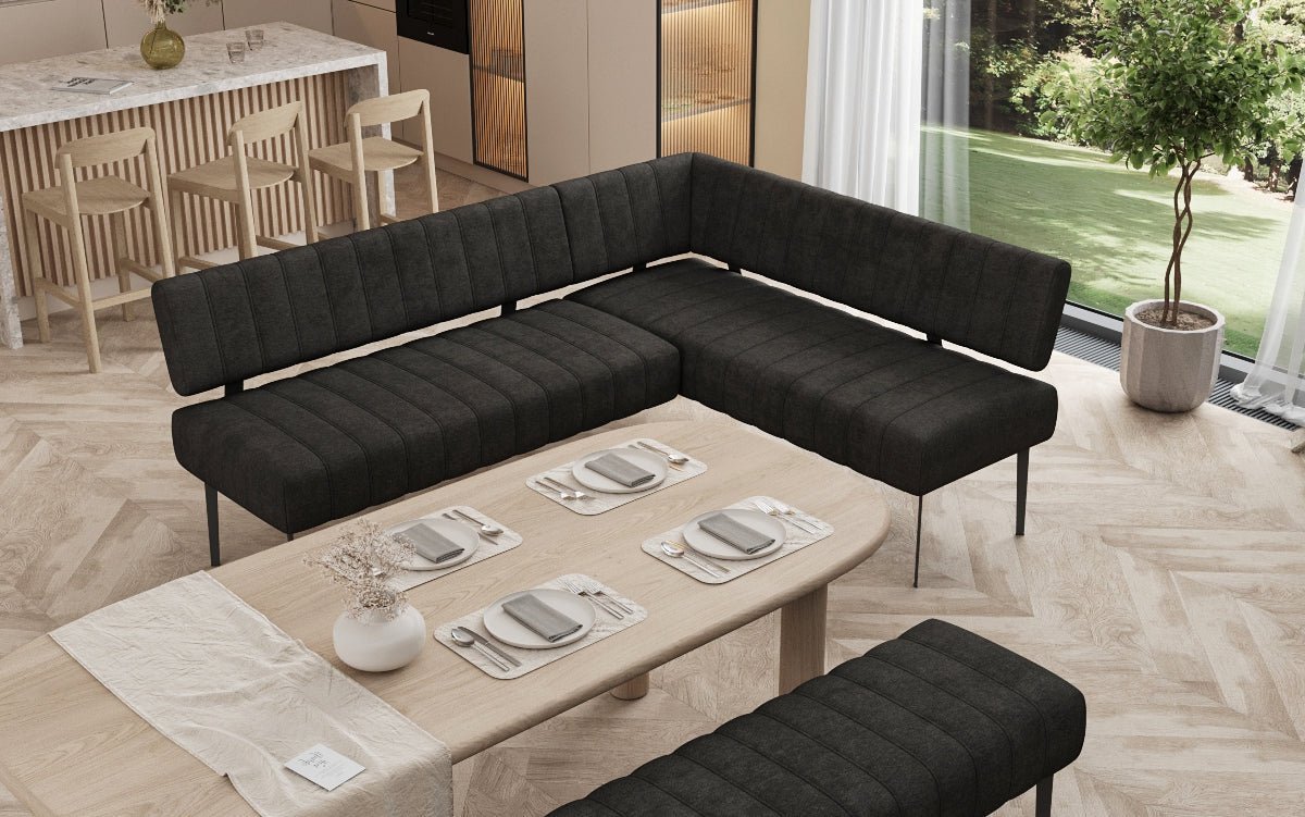 Upholstered Montero Dining Bench in Durable Fabric with Metal Legs