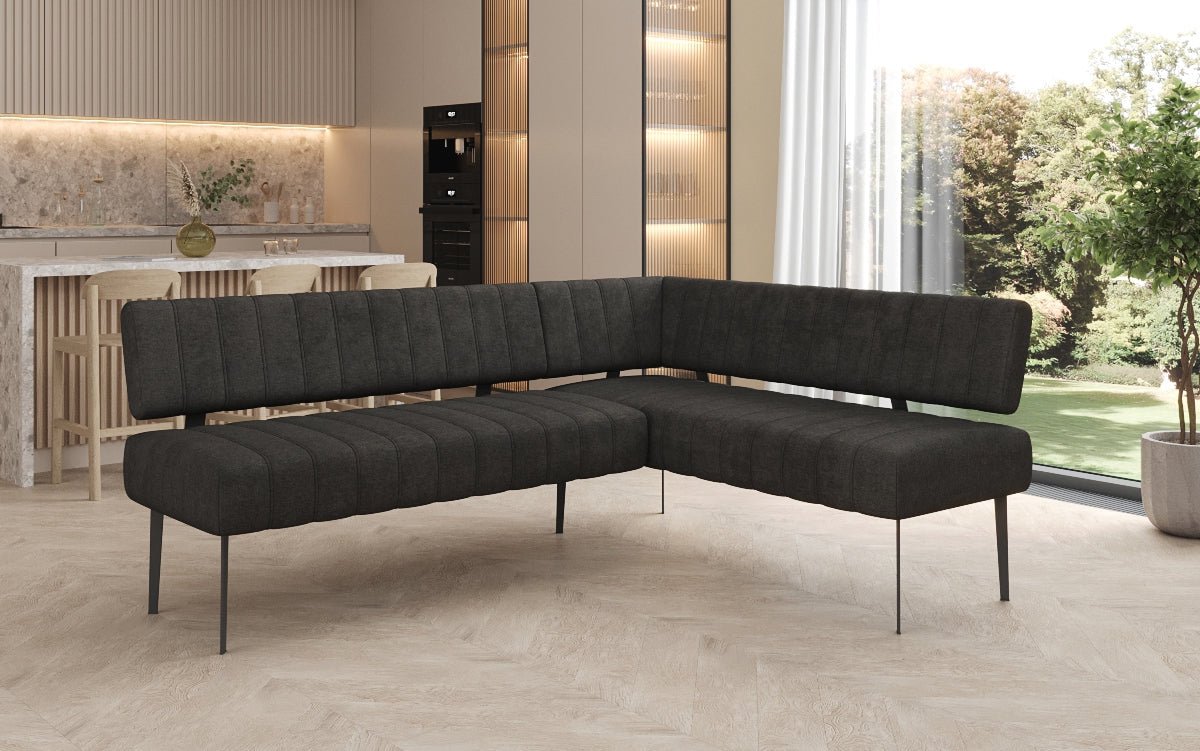 Upholstered Montero Dining Bench in Durable Fabric with Metal Legs