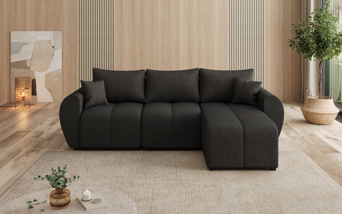Designer sofa Sorella L with sleeping and folding function in fabric