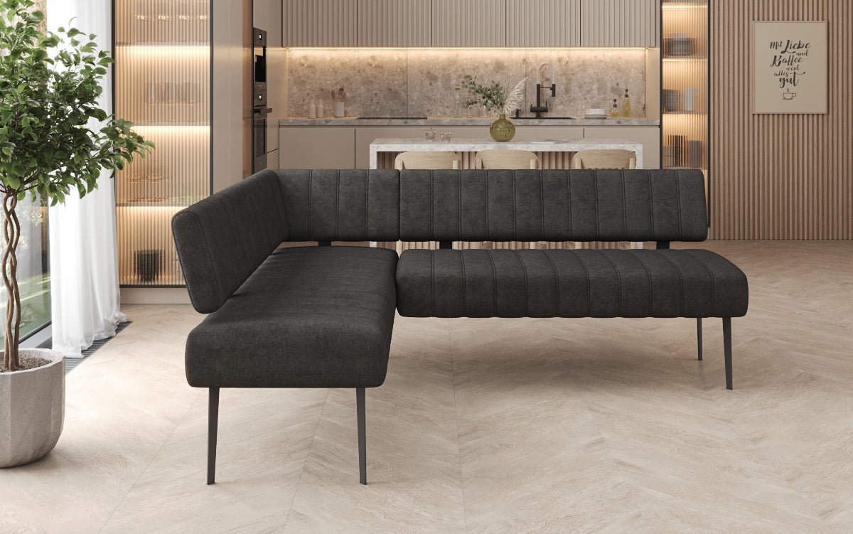 Upholstered Montero Dining Bench in Durable Fabric with Metal Legs