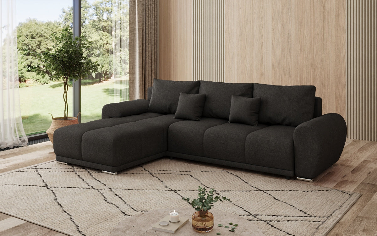 Designer sofa Leni L with sleeping and folding function in fabric